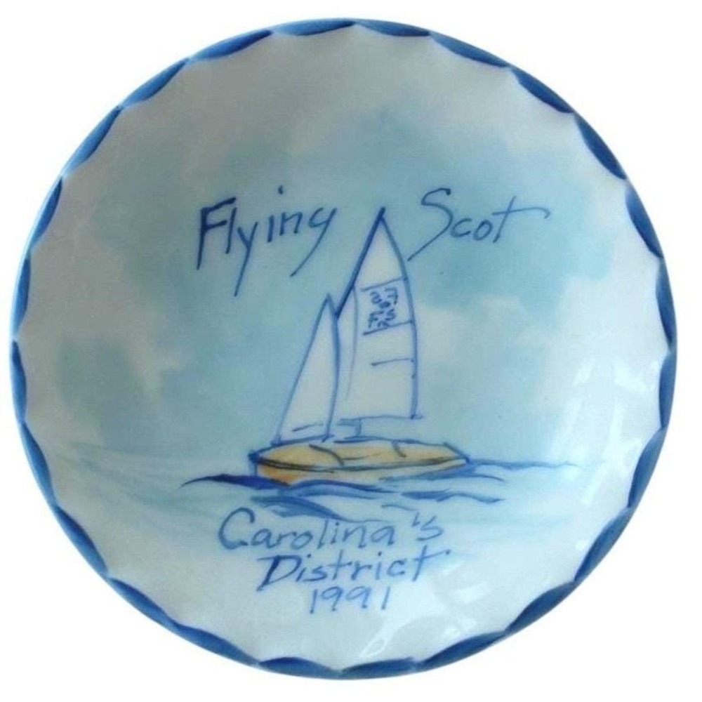 Flying Scot Sailboat Carolina District 1991 signed D. Hill Small Plate